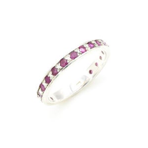 Natural Ruby Ring, Ruby Ring, Red Ruby Ring, Full Eternity Ring, July Ring, Ruby Eternity Band, Red Ruby Band, Red Vintage Band, Silver Band