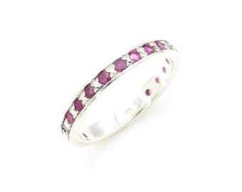 Natural Ruby Ring, Ruby Ring, Red Ruby Ring, Full Eternity Ring, July Ring, Ruby Eternity Band, Red Ruby Band, Red Vintage Band, Silver Band