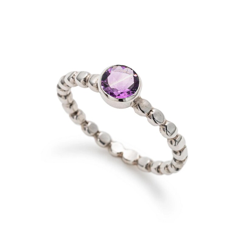 Dainty Amethyst Ring, Natural Amethyst, Natural Purple Amethyst Ring, February Birthstone Ring, Delicate Stack Ring, Purple Stone Ring
