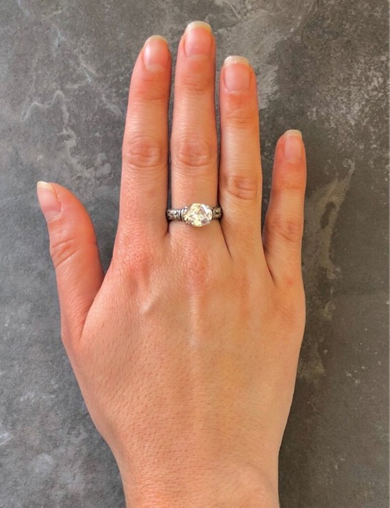 Vintage Silver Rings Horizontal Ring Large Yellow Ring Yellow Boho Ring Large Citrine Ring November Birthstone Natural Citrine Ring