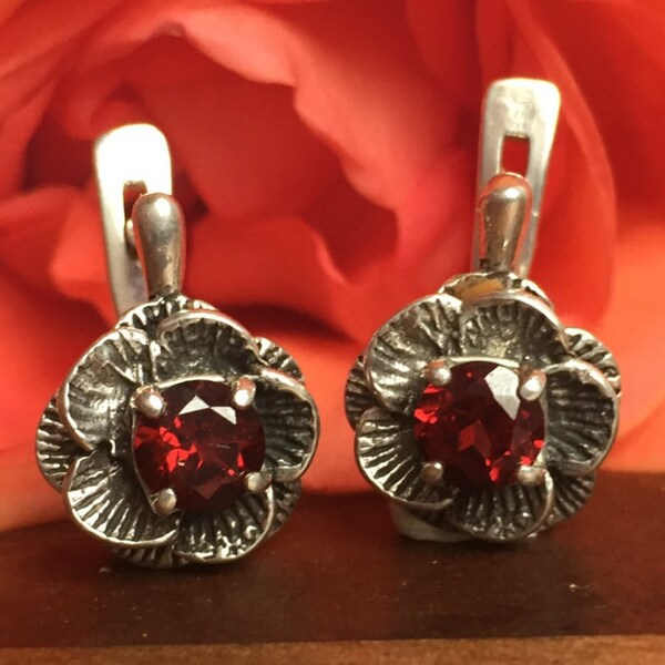 Garnet Earrings - Etsy UK