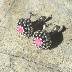 Ruby Earrings, Natural Ruby Earrings, Vintage Earrings, Antique Earrings, Natural Ruby, Vintage Ruby Earrings, July Birthstone, Pure Silver image 8