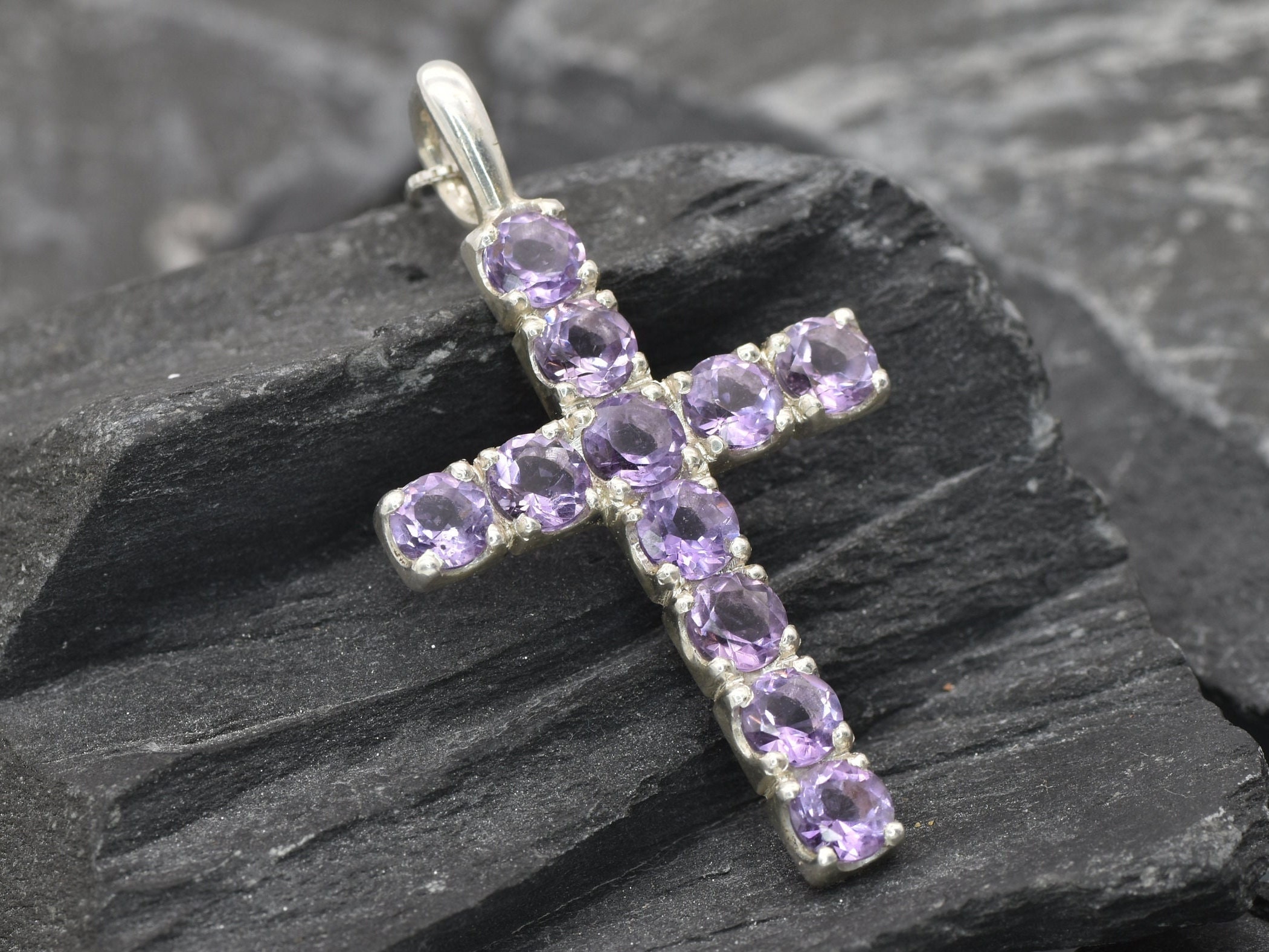 Amethyst cross necklace deals