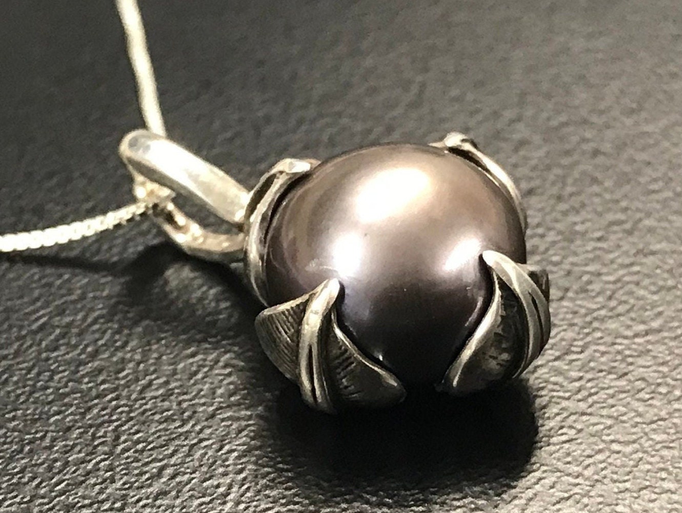  Sterling Silver Pearl Cage Necklace, Genuine Freshwater Pearl,  White Pearl, Black Pearl, June Birthstone, Delicate, Bridal, Sterling  Silver. : Handmade Products