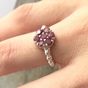 Ruby Ring, Natural Ruby Ring, Ruby Flower Ring, Promise Ring, July Birthstone, Vintage Ring, Solid Silver Ring, Silver Flower Ring, Red Ring image 9