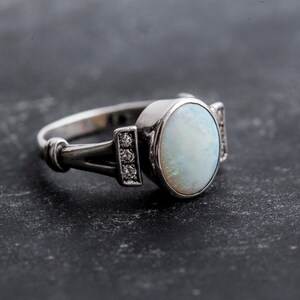 Opal Ring, Natural Opal, Vintage Rings, Fire Opal Ring, October Birthstone, Genuine Opal, White Ring, Promise Ring, Sterling Silver Ring image 7