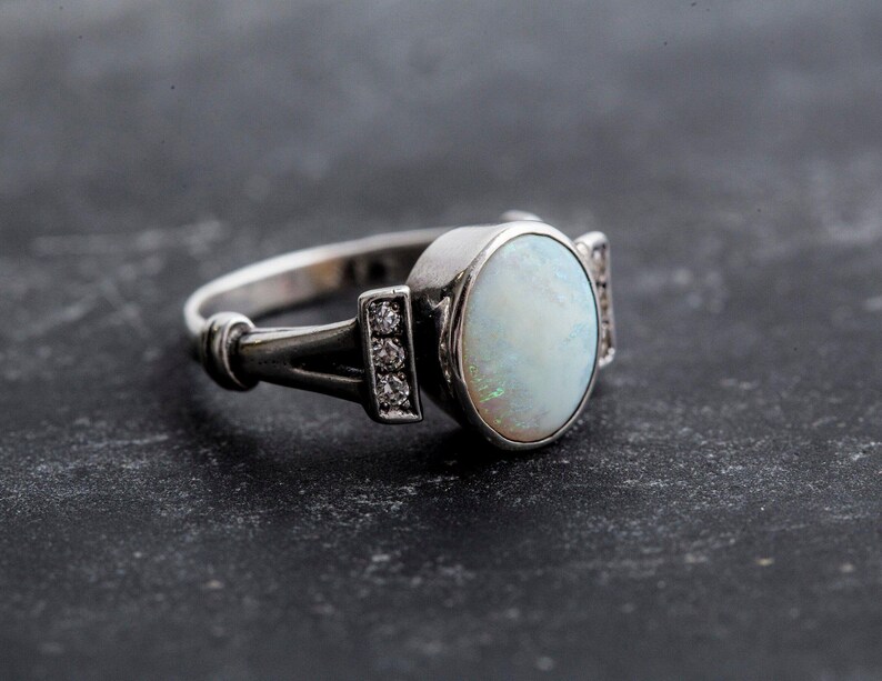 Opal Ring, Natural Opal, Vintage Rings, Fire Opal Ring, October Birthstone, Genuine Opal, White Ring, Promise Ring, Sterling Silver Ring image 7