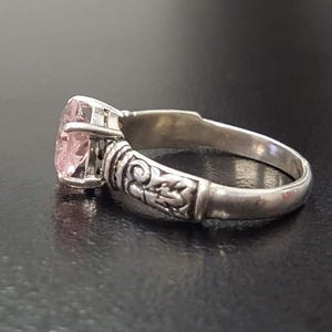 Morganite Ring, Created Morganite, Pink Diamond Ring, Pink Bohemian Ring, Pink Ring, Horizontal Ring, Vintage Rings, Silver Ring, Morganite image 7