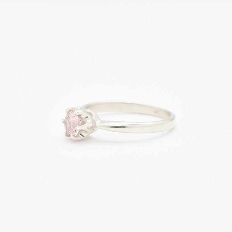 Unique Stone Ring, Morganite Ring, Created Morganite, Pink Promise Ring, Pink Vintage Ring, 925 Silver Ring, Pink Morganite Ring, Morganite image 3