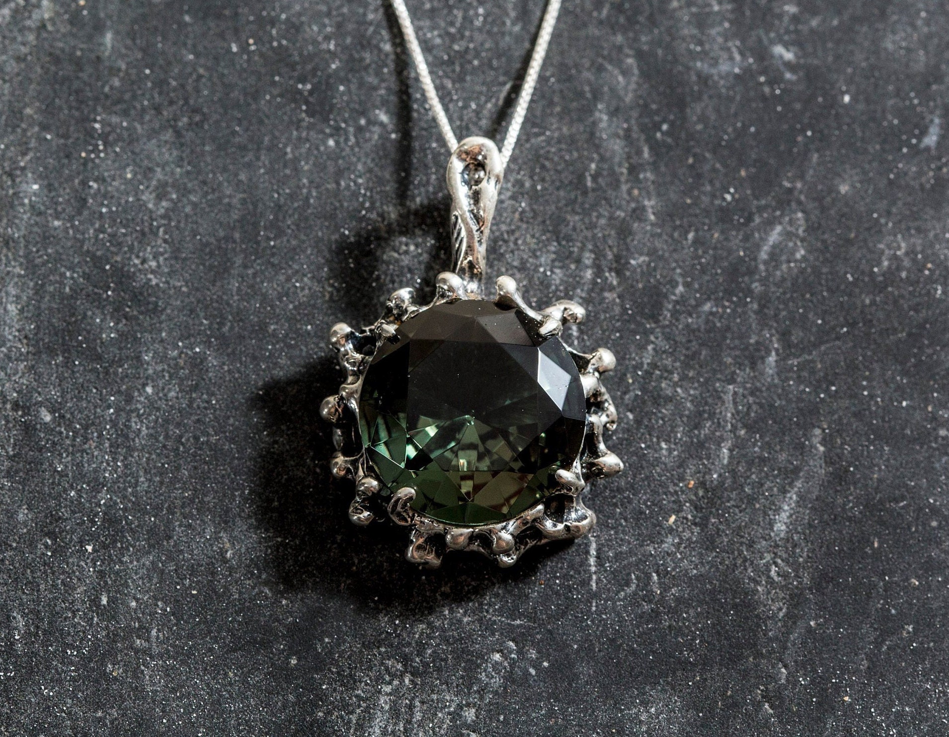 Green Diamond Pendant Created Diamond Large Green Pendant Etsy