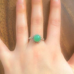 Chrysoprase Ring, Natural Chrysoprase, Vintage Ring, Green Stone Ring, Spring Ring, Solitaire Ring, 925 Solid Silver Ring, Real Chrysoprase image 9