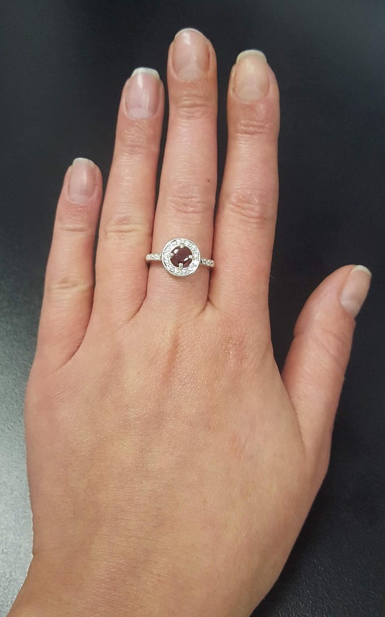 Ruby Ring, Natural Ruby Ring, July Birthstone, Cluster Ring, Red Vintage Ring, Red Ruby Ring, Genuine Ruby Ring, July Ring, 925 Silver Ring image 8