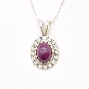 Vintage Rubin Halskette, Natürliche Rubin Halskette, Viktorianische Rubin Halskette, Roter Oval Anhänger, Silber Rubin Halskette, Juli Geburtsstein, Adina Stein