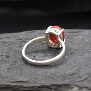 Red Coral Ring, Natural Coral, Solitaire Ring, Promise Ring, Simple Ring, Red Oval Ring, 3 Carat Ring, Proposal Ring, Solid Silver Ring image 10