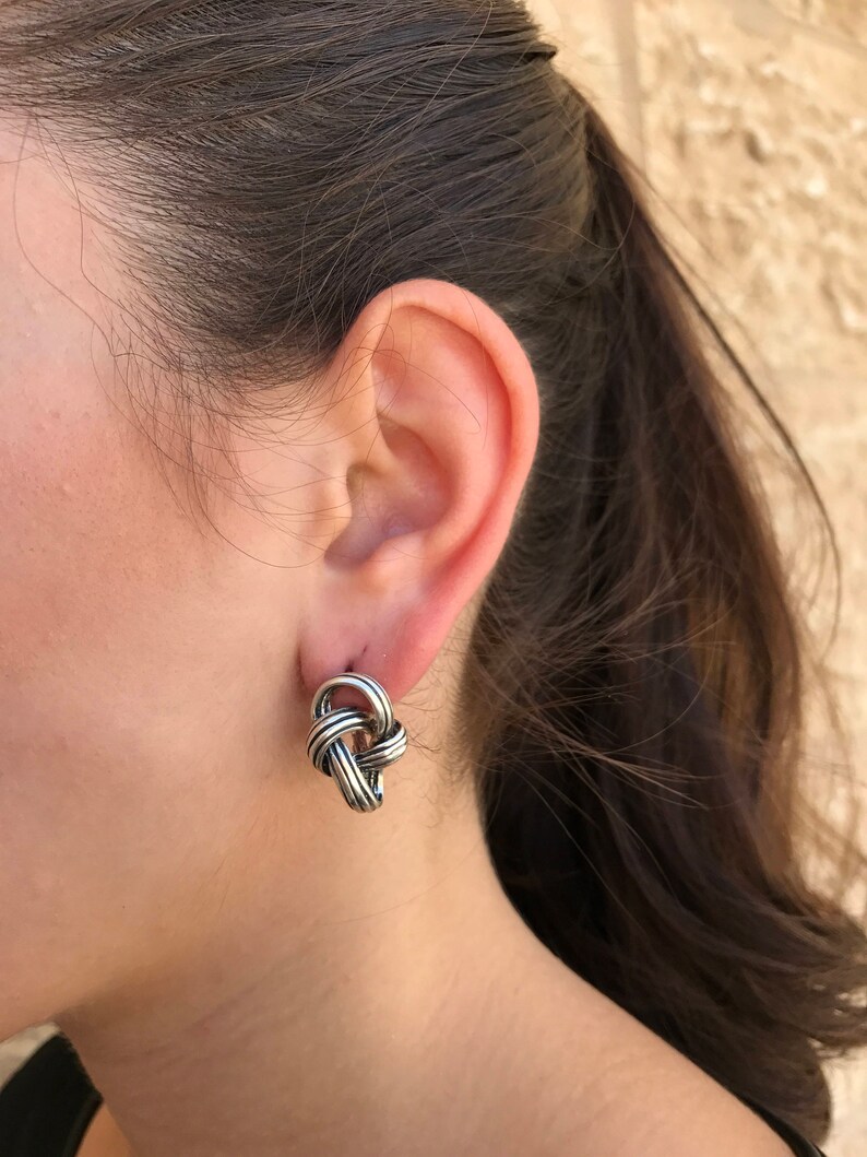Knot Earrings Artistic Earrings Sterling Silver Statement Earrings Silver Knot Earrings Silver Earrings Unique Art Earrings
