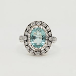 Antieke ring, aquamarijn gemaakt, aquamarijnring, blauwe vintage ring, oceaanblauwe ring, uitstekende ring, 925 zilveren ring, inspirerende ring