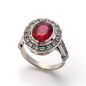 Red Vintage Ring, Ruby Ring, Created Ruby, Red Ruby Ring, Red Ring, Antique Ruby Ring, Vintage Ring, 925 Silver Ring, Red Diamond Ring, Ruby
