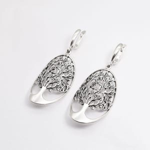 Silber Baum Ohrringe, Baum des Lebens Ohrringe, Künstlerische Ohrringe, Lange Ohrringe, Silber Handwerker Ohrringe, Vintage Ohrringe, Silber Ohrringe