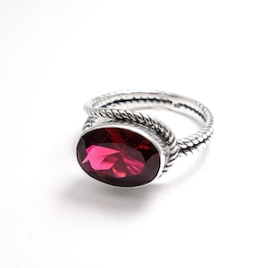 Grande bague rubis, rubis artificiel, bague corde, bague de créateur rouge, bague rubis tendance, bague yeux rouges, bague rubis vintage, bague en argent sterling image 3