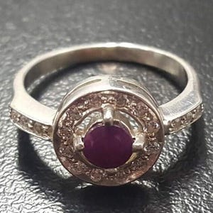 Ruby Ring, Natural Ruby Ring, July Birthstone, Cluster Ring, Red Vintage Ring, Red Ruby Ring, Genuine Ruby Ring, July Ring, 925 Silver Ring image 9