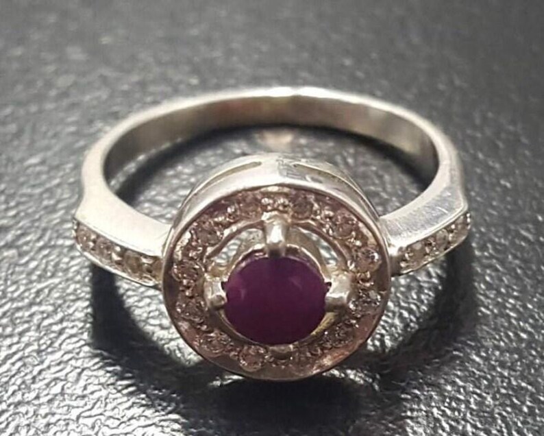 Ruby Ring, Natural Ruby Ring, July Birthstone, Cluster Ring, Red Vintage Ring, Red Ruby Ring, Genuine Ruby Ring, July Ring, 925 Silver Ring image 9