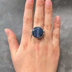 Kyanite Ring, Blue Kyanite, Natural Kyanite, Blue Kyanite Ring, Large Stone Ring, African Kyanite, Vintage Ring, Solid Silver Ring, Kyanite image 3