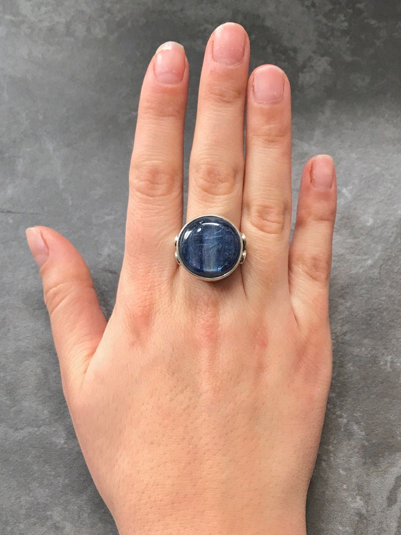 Kyanite Ring, Blue Kyanite, Natural Kyanite, Blue Kyanite Ring, Large Stone Ring, African Kyanite, Vintage Ring, Solid Silver Ring, Kyanite image 3