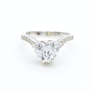 Heart Diamond Ring, Natural Topaz, Engagement Ring, Heart Shape Ring, Promise Ring, Vintage Ring, Heart Solitaire Ring, Sterling Silver Ring