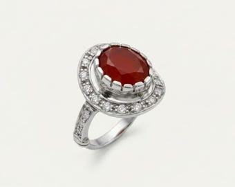 Red Agate Ring, Carnelian Ring, Natural Agate, August Birthstone, Vintage Rings, Red Ring, August Ring, Solid Silver Ring, Agate, Carnelian