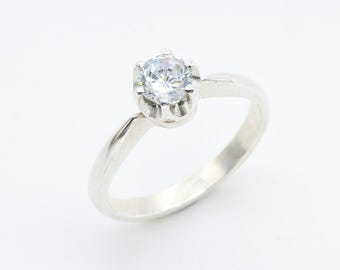 Diamond Ring, Created Diamond Ring, Promise Ring, Lab Diamond Ring, Engagement Ring, Vintag Rings, Bridal Ring, Solid Silver Ring, Diamond