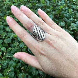 Silver Designer Ring, Solid Silver Ring, Statement Ring, Unique Silver Ring, Long Finger Ring, Interesting Ring, Sterling Silver, Long Ring