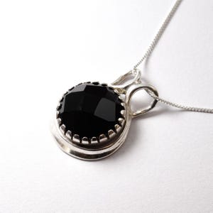 Onyx Pendant, Black Onyx Pendant, Goth Pendant, Natural Onyx, Round Pendant, Black Gemstone, Stone Pendant , Solid Silver, Silver Pendant