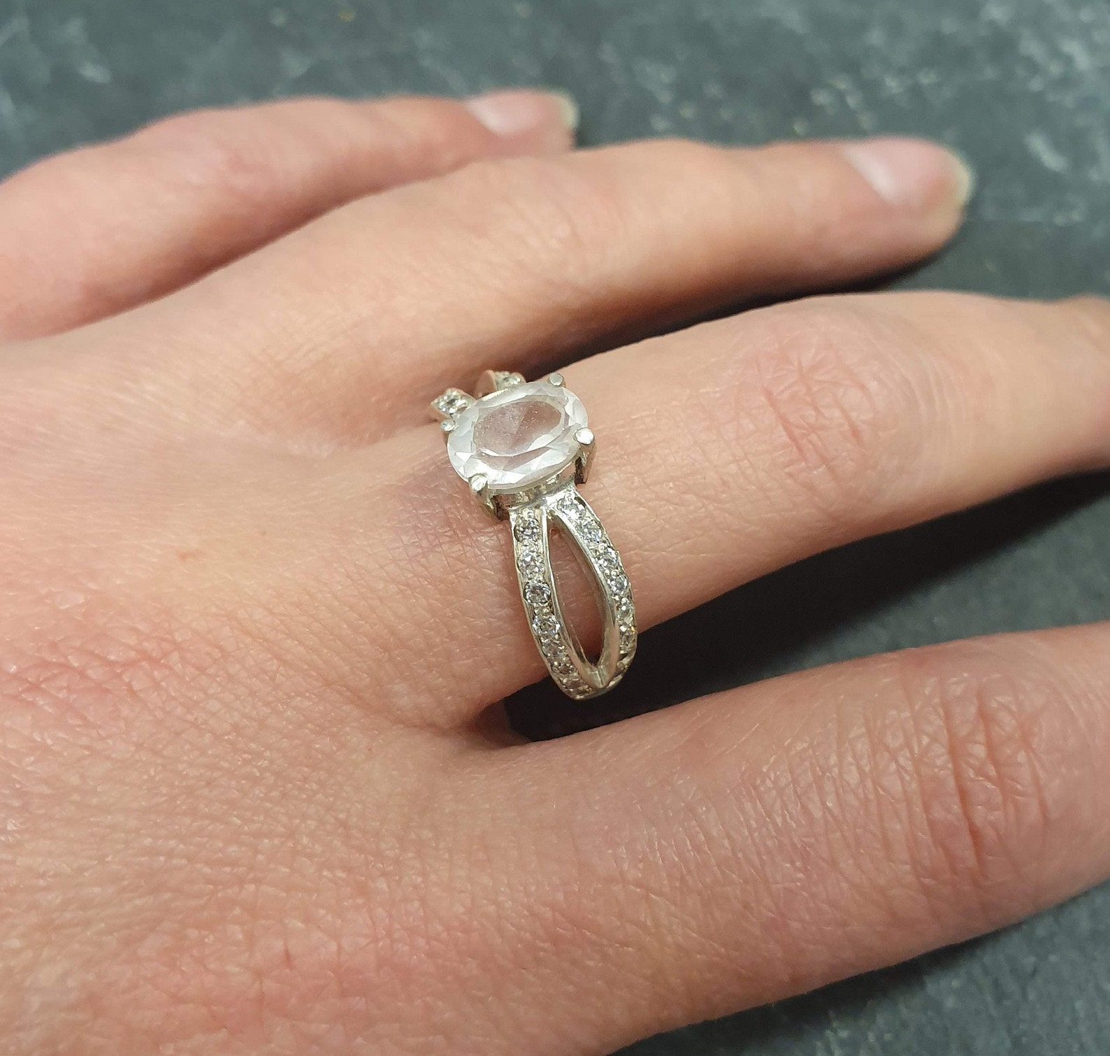 Rose Quartz Ring Natural Rose Quartz Pink Diamond Ring Pink Etsy UK