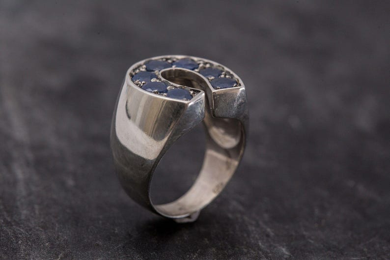 Saphir Ring, Natürlicher Saphir, Echter Saphir, September Geburtsstein, Großer Blauer Ring, Unisex Ring, Glücksbringer Ring, Statement Ring Bild 9