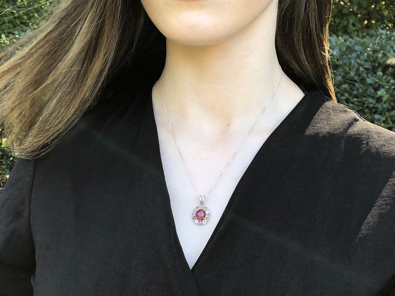 Emerald Pendant, Natural Emerald, Natural Coral, Coral Pendant, Pink Coral, May Birthstone, Angel Skin Coral, Vintage Pendant, Victorian image 2