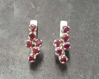 Ruby Earrings, Natural Ruby, Red Ruby Studs, July Birthstone, Dainty Ruby Earrings, July Earrings, Red Vintage Studs, Solid Silver Earrings