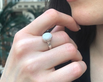 Opal Ring, Natural Opal Ring, October Birthstone, Solitaire Rings, Vintage Opal Ring, Promise Ring, Fire Opal Ring, Solid Silver Ring, Opal