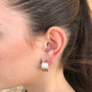 Half Hoop Earrings, Statement Earrings, 925 Silver Earrings, Unique Earrings, Artistic Earrings, Boho Earrings, Triple Earrings, Large Studs image 2
