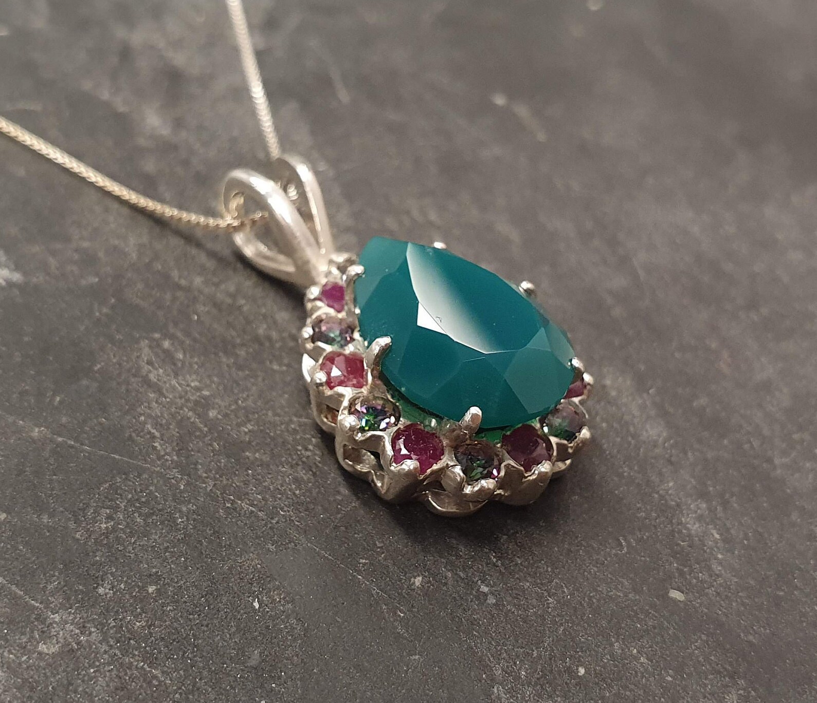 Teardrop Pendant Created Emerald Victorian Pendant Green Etsy