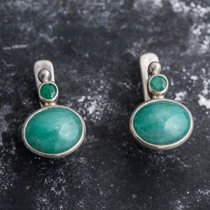 Emerald Earrings, Natural Emerald, Green Emerald, May Birthstone, Unique Earrings, Green Earrings, Silver Earrings, Real Emerald, Emerald