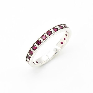 Ruby Band, Stacking Modern Ring, Wedding Band, Created Ruby Ring, Eternity Band, Silver Ring, Stackable Ring, Ruby Ring, Band, Gift Ideas