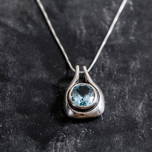 Blue Topaz Pendant, Natural Blue Topaz, Vintage Pendants, December Birthstone, Genuine Topaz, December Pendant, Blue Pendant, Silver Pendant image 8