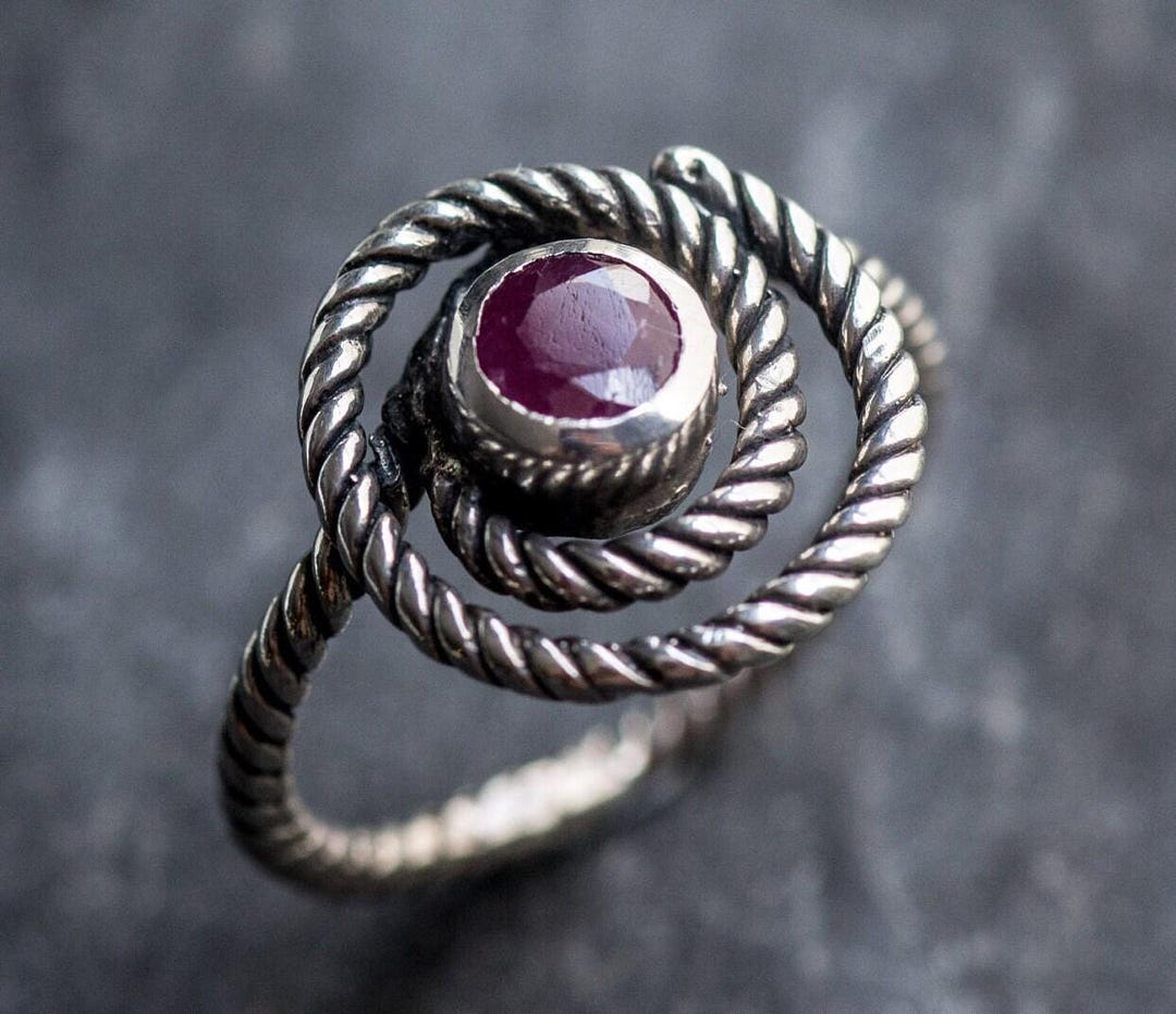 Ruby Rope Rings Red Ruby Ring, Natural Ruby Ring, Rope Ring, Vintage Rings, July ...