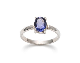 Anillo de iolita, anillo de iolita natural, anillo violeta, anillo de promesa, anillo de plata maciza, anillos vintage, anillo solitario, anillo delicado, iolita