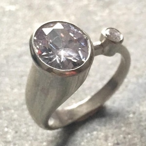 Verlobungsring, Diamantring, erstellt Diamantring, Zwei-Stein-Ring, Braut Diamantring, funkelnden Ring, Versprechen Ring, massivem Silberring