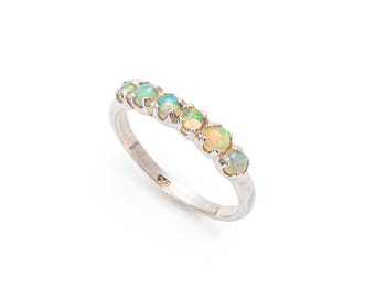 Opal Band, Ethiopian Opal Band, Natural Opal Ring, Half Eternity Band, October Ring, Fire Opal Ring, Opal Vintage Ring, Silver Vintage Ring