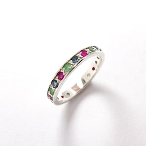 Eternity Ring, Ruby Band, Emerald Band, Sapphire Band, Birthstone Ring, Stackable Ring, Multistone Ring, Full Eternity Band, 925 Silver Ring