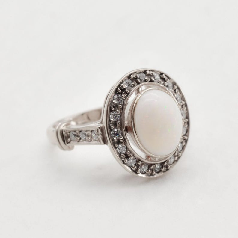Opal Ring, Natural Opal Ring, Australian Opal, Vintage Opal Ring, October Birthstone, Antique Ring, Big Solitaire Ring, Sterling Silver Ring image 3