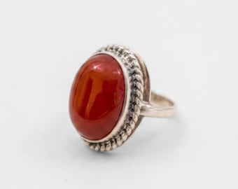 Carnelian Ring, Natural Carnelian, Vintage Ring, Red Agate Ring, August Birthstone, Statement Ring, August Ring, Silver Ring, Carnelian