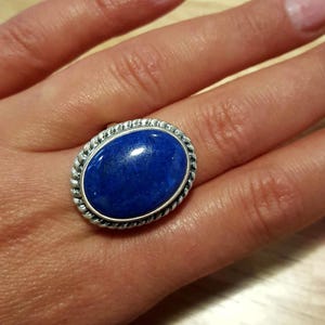 Large Lapis Ring, Lapis Lazuli Ring, Natural Lapis Lazuli, Blue Ring, Victorian Ring, Solid Silver Ring, December Birthstone, Lapis Lazuli image 2